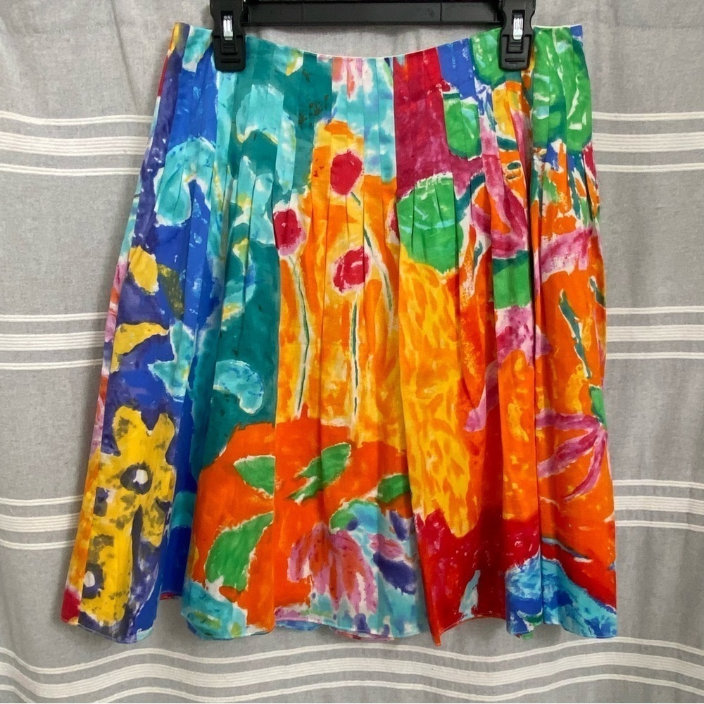 LAUREN RALPH LAUREN / Water Colored Pin Tucked Skirt Size 8P Petite